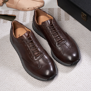 High Quality Men's Casual Sports <b>Sneakers</b> Genuine <b>Leather</b> Lace-Up Comfortable Fashion Designer All Seasons Summer Winter - Product Image 2