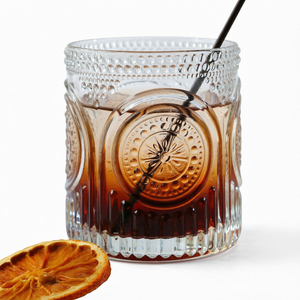 Verre à cocktail vintage gaufré texturé, style Old Fashioned, transparent, pour boissons de fête et de bar - Product Image 1