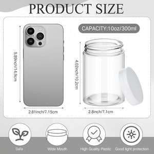 Bocaux cylindriques en plastique PET VANTUR à couvercle vissé pour shampoing, cosmétiques, aliments, imprimés par transfert thermique, 50ml, 100ml, 150ml, 200ml, 500ml, usage industriel - Product Image 3