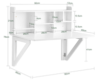 Table pliante murale avec plateau rabattable, bureau flottant à tréteaux, poste de travail informatique avec compartiments de rangement
