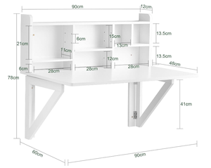 Tavolo pieghevole a parete galleggiante a cavalletto da scrivania postazione di scrittura per <span class=keywords><strong>Computer</strong></span> con vani portaoggetti - Product Image 2