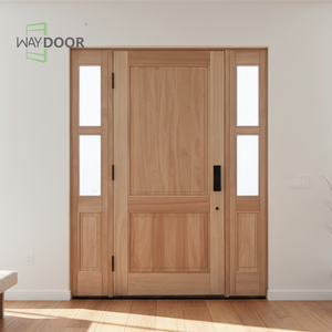 <span class=keywords><strong>Porte</strong></span> d'entrée simple en bois massif (Acajou/Chêne) avec panneaux de verre latéraux doubles, insonorisée et finie – Offre Spéciale - Product Image 4