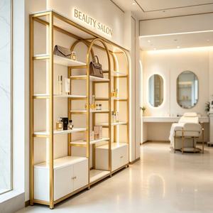 Étagère de présentation LED pour salon, structure en acier carbone, étagères robustes sur pied pour salon de coiffure et institut de beauté |   Planche écologique - Product Image 1