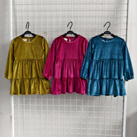 Robe à volants à manches longues en velours pour petite fille, robe de princesse pour fête, mode pour enfants
