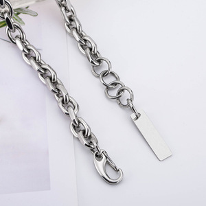 yunnique Unisex <b>Titanium</b> Steel Chunky <b>Chain</b> Necklace Geometric Pendant Fashion Punk Style Sweater <b>Chain</b> For Men Women - Product Image 4