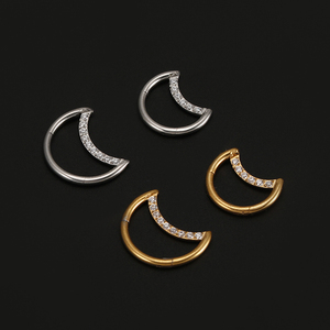 YW-anillo de acero inoxidable con forma de corazón y Luna, <span class=keywords><strong>Piercing</strong></span> para la nariz, color dorado - Product Image 4