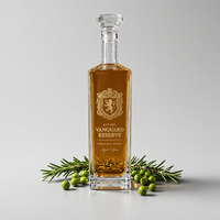 Bouteille carrée haute de 800 ml en verre super flint avec logo couleur personnalisé et boîte d'emballage, vide, pour spiritueux, liqueur, whisky, vente en gros, directement de l'usine