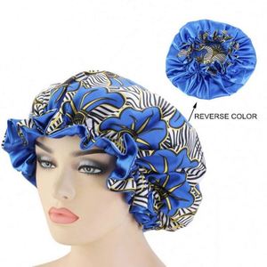 Bonnet en satin à motif africain double couche, grande vague, faible MOQ, foulard, bandeau, chapeau, casquette Ankara, ajustable pour usage quotidien - Product Image 2