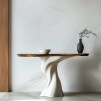 Table console en bois massif de style minimaliste italien de luxe léger avec un design artistique pour l'entrée