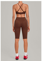 Nouvel ensemble de yoga respirant 2 pièces pour femme 2026 – Soutien-gorge de sport à col en V et leggings capri taille haute à séchage rapide pour l'entraînement et la gym