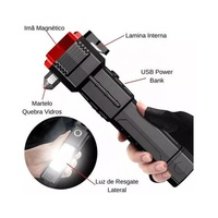 Lampe de poche LED multifonctionnelle Marteau de sécurité pour voiture avec lampe de travail magnétique Brise-vitre de sauvetage Lampes de poche rechargeables USB
