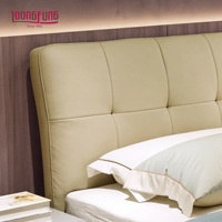 LOONGFUNG Cadre de lit moderne en cuir véritable avec sommier en bois de pin et mousse haute densité, taille King Size, mobilier de chambre à coucher, direct usine