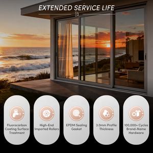 Cửa và cửa sổ hợp kim nhôm OUNA, cửa nhôm hiện đại cho ngoại thất, cửa patio, cửa trượt ngoài trời thương mại, chịu lực cao - Product Image 6