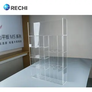 RECHI透明亚克力化妆品收纳器展示盒，带分隔器，用于美容商店护肤化妆零售展示架