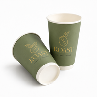 Vente en gros de gobelets à café à double paroi avec couvercle, en papier biodégradable, personnalisés avec logo, jetables, pour emporter