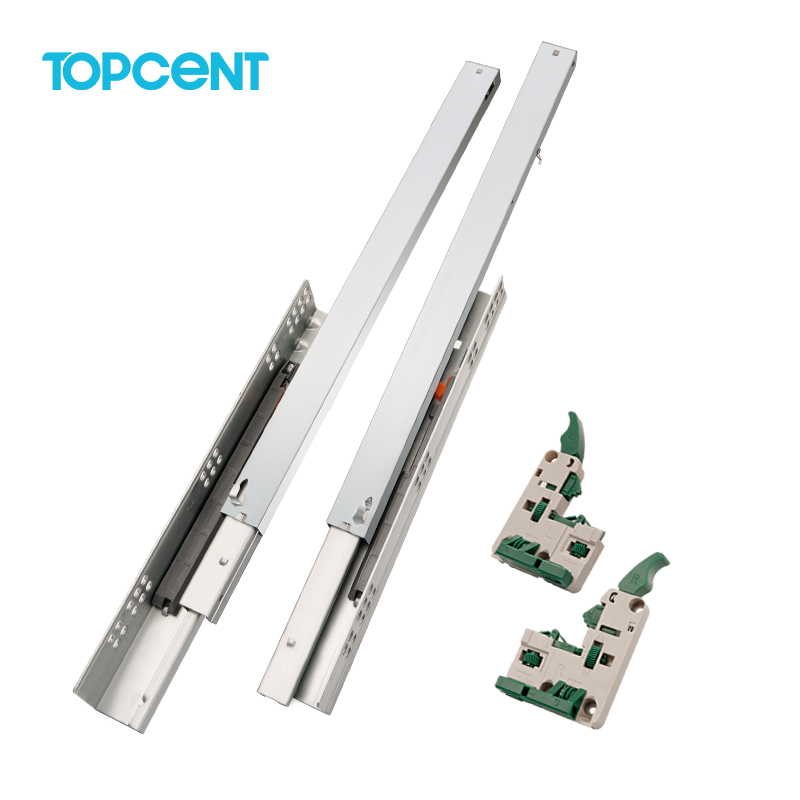 TOPCENT 3D 3 Lần Van Điều Tiết Giỏ Ngăn Kéo Kênh Ẩn Undermount Mềm Đóng Ngăn Kéo Trượt