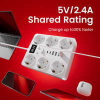 Multiprise portable 6 prises CA avec 4 ports USB, protection contre les surcharges, prise électrique allemande EU, vente en gros, pour la maison et le bureau
