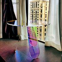 Nouvelle table basse en acrylique transparente arc-en-ciel minimaliste scintillante en verre d'Italie, style nordique moderne pour salon