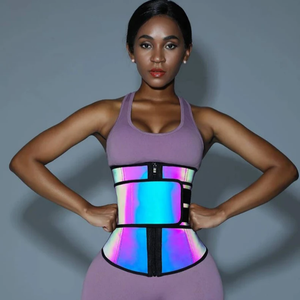 Guaina Modellante Riflettente Arcobaleno con 7 Stecche in Acciaio, Cerniera e Doppie Cinghie a Strappo, per il Controllo della Pancia e il Fitness Quotidiano - Product Image 6