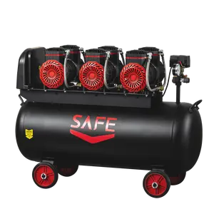 SAFE Baixo Preço Barato 220V 50Hz Portátil Compressor De Ar De Pistão 4.5Hp 8Bar 100L Pintura Oilless Compressor De Ar Odontológico Silencioso