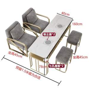 Mesa de Manicura Móvil Individual de Lujo con Cubierta Blanca y Marco Metálico Dorado, Diseño Moderno, Mesa y Sillas para Manicura - Product Image 5