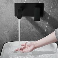 Offre Spéciale robinet de lavabo en laiton à poignée unique de Style moderne 3 trous robinet de salle de bain mural noyau de Valve en céramique simple
