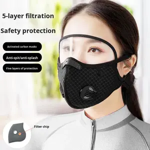 Masker Mulut Sepeda Listrik Lari Luar Ruangan Olahraga Tahan Debu Tahan Angin Anti Kabut Katup Pernapasan Karbon Aktif Tahan Air Uniseks - Product Image 1