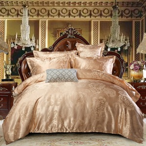 Parure de <span class=keywords><strong>lit</strong></span> de mariage style européen en satin jacquard, ensemble de 4 pièces, ensemble de <span class=keywords><strong>couette</strong></span>, ensemble de draps - Product Image 4