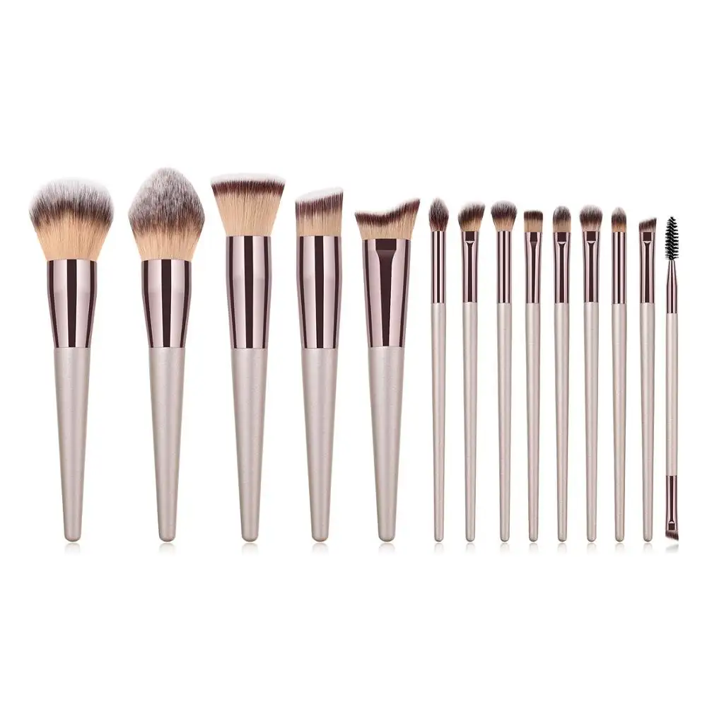 BUEART Premium Synthetic Foundation Powder Concealer Eye shadows Blush Makeup Brushes Champagne Gold Cosmetic Brushes