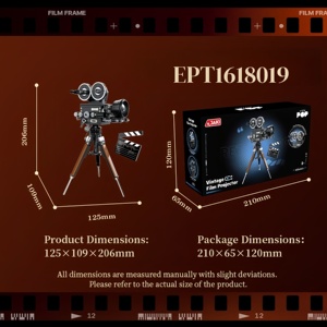 กล้องถ่ายรูป EPT Retro Building <span class=keywords><strong>Block</strong></span> พร้อมเครื่องเล่นไวนิล เครื่องฉายภาพยนตร์ ตู้เกมอาร์เคด ของเล่นประกอบเอง DIY ของขวัญสำหรับเด็ก - Product Image 4