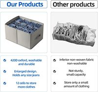 Organisateur de vêtements pliable Junxian, nouveau design, en PVC Oxford, boîte de rangement pour jeans à 12 compartiments, pour armoire, salle de bain, salon