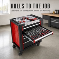 Chariot d'atelier mobile robuste à 7 tiroirs, entièrement assemblé, avec revêtement en poudre époxy, pour garage et réparation automobile