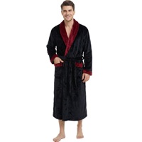 Ensemble de peignoirs pour hommes en polaire douce, col mandarin, écologique, manches longues, coupe ample et décontractée, longueur genou, pour l'hiver, vente en gros