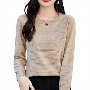 Suéter de Punto Acanalado Corto Estilo Coreano <span class=keywords><strong>La</strong></span> <span class=keywords><strong>Chapelle</strong></span>, Cuello Redondo Grueso, Color Sólido, para Mujer, Otoño, Manga Larga, Top Interior - Product Image 1