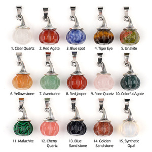 Amatista Calabaza Sombrero de bruja Colgante Halloween Fluorita Cuarzo Rosa Aventurina roja Piedra preciosa Brujería Joyería - Product Image 6