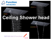 Ensemble de douche thermostatique encastré en laiton avec affichage numérique intelligent de la température LED, effet pluie et cascade