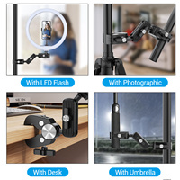 YUNKU Support de fixation en aluminium de haute qualité à double tête avec pince de serrage extensible, rotation à 360 degrés, réglable pour caméra d'action et drapeau réflecteur