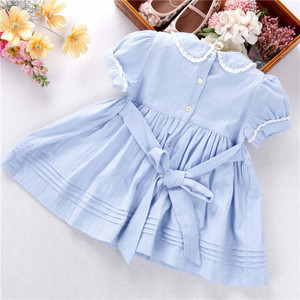Vendita calda Smocked ragazza vestito Boutique vestiti per bambini fatti a mano estate natale <span class=keywords><strong>abiti</strong></span> in cotone Smocked - Product Image 2