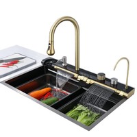 Évier de cuisine Tiktok OEM ODM personnalisé en acier inoxydable Damas fait main avec lame en acier et manche en bois, fixation murale, garantie 5 ans, design moderne