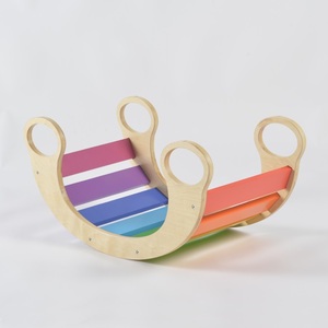 Planche d'équilibre en bois faite à la main jouets en bois enfants arc-en-ciel escalade et chaise à bascule support de jeu - Product Image 5