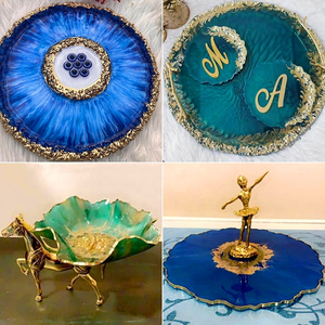 Cetakan Resin Silikon Epoxy dengan Gagang untuk Nampan Sajian Buah Besar Bentuk Tidak Beraturan, Papan Sajian, dan Baki Bergaya Geode Agate INTODIY Custom - Product Image 4