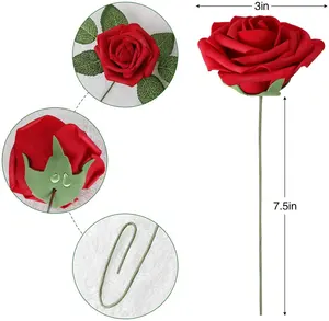 2023 새로운 유형 레드 고품질 인공 장미 발렌타인 선물 상자 거품 25pcs 현실적인 꽃 웨딩 장식
