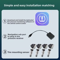 Sensor TPMS Navigasi Android Sensor Terintegrasi Layar Digital Bertenaga USB Keamanan Run-Flat Rentang 0-8 Bar