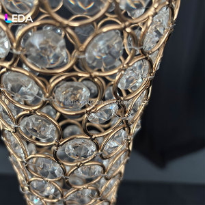 LEDA Gold Metal Crystal Vase Elegant Wedding <b>Table</b> Decoration Centerpiece - Product Image 4