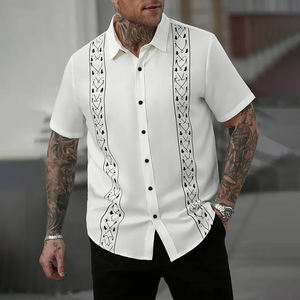 2025 elemento informal impreso blanco camisa de <span class=keywords><strong>hombre</strong></span> suelta verano trabajo diario camisa de manga corta personalizada <span class=keywords><strong>ropa</strong></span> de <span class=keywords><strong>hombre</strong></span> al por mayor - Product Image 4