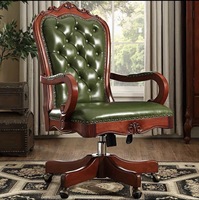 Chaise de bureau de direction pivotante de luxe en bois massif américain, chaise de bureau en cuir pour PDG