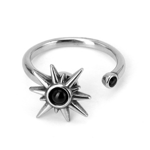 Bagues Fidget Boussole Soleil Ajustables en Acier Inoxydable 316L Étanche, Bijoux Nautiques Vintage avec Pierre Noire pour Hommes et Femmes - Product Image 2