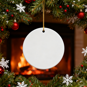 Ornement en céramique rond à sublimation Topjlh, 3 pouces, imprimable double face avec cordon doré, <span class=keywords><strong>photo</strong></span> personnalisée, logo, arbre <span class=keywords><strong>de</strong></span> Noël - Product Image 2