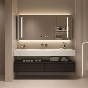 Meubles de salle de bain modernes OEM 2025, ensemble de coiffeuse avec table, bureau, armoire, panneau, miroir, robinet d'évier pour chambre à coucher et salle à manger - Product Image 1