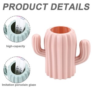 ที่ใส่ปากการูปกระบองเพชรน่ารักอุปกรณ์สำนักงานที่จัดระเบียบบนโต๊ะถ้วยดินสอพลาสติกสีสันสดใส - Product Image 2